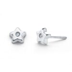 9K PENDIENTES ORO BLANCO DIAMANTES 0,02CTS TUERCA SI-H