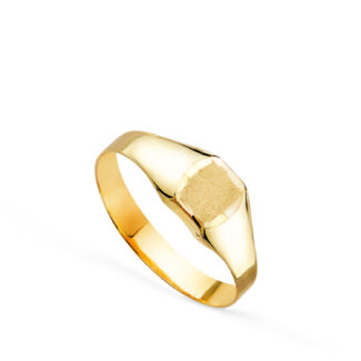 18K SELLO ORO AMARILLO HUECO BEBE O MEÑIQUE RECTANGULAR BRILLO, ZONA GRABADO 4,5X3,5 MM