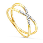 18K SORTIJA ORO BICOLOR CRUZADA CIRCONITAS, ANCHO CUERPO: 6 MM