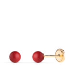 18K PENDIENTES ORO AMARILLO CORAL CON CASQUILLA, MEDIDA: 4 MM, CIERRE TUERCA