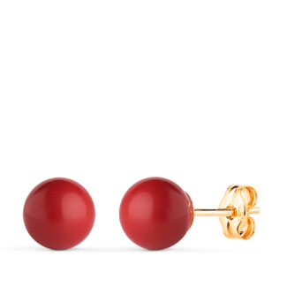 18K PENDIENTES ORO AMARILLO CORAL CON CASQUILLA, MEDIDA: 7 MM, CIERRE PRESION
