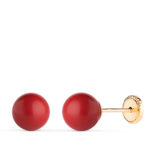 18K PENDIENTES ORO AMARILLO CORAL CON CASQUILLA, MEDIDA: 7 MM, CIERRE TUERCA