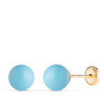 18K PENDIENTES ORO AMARILLO TURQUESA CON CASQUILLA, MEDIDA: 7 MM, CIERRE TUERCA