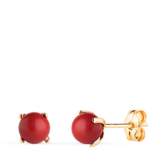 18K PENDIENTES ORO AMARILLO CORAL CON 4 GARRAS, MEDIDA: 5 MM, CIERRE PRESION