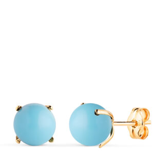 18K PENDIENTES ORO AMARILLO TURQUESA CON 4 GARRAS, MEDIDA: 7 MM, CIERRE PRESION