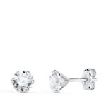 18K PENDIENTES ORO BLANCO 6 GARRAS CON CIRCONITA, ANCHO: 5 MM CIERRE PRESION