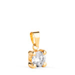 18K COLGANTE ORO AMARILLO CON CIRCONITA 6MM CON 4 GARRAS, ANCHO: 6,5 MM,