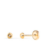18K PENDIENTES ORO AMARILLO CHATON CON CIRCONITA, MEDIDA: 3MM, CIERRE TUERCA