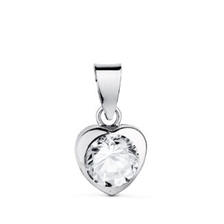 18K COLGANTE ORO BLANCO CORAZON CON CIRCONITA, MEDIDA: 7,5 X 7,5 MM