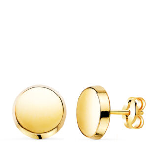 18K PENDIENTES ORO AMARILLO REDONDOS BRILLO 8 MM, CIERRE PRESION