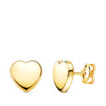 18K PENDIENTES ORO AMARILLO CON CORAZON BRILLO 8X8 MM, CIERRE PRESION