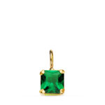 18K COLGANTE ORO AMARILLO CUADRADO CON GARRAS Y PIEDRA COLOR VERDE 6,5 X 6,5 MM,