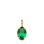 18K COLGANTE ORO AMARILLO OVAL PIEDRA COLOR VERDE 7 X 5 MM,