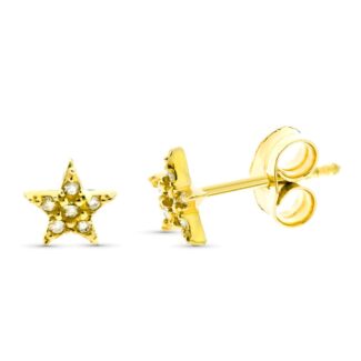 18K PENDIENTES ORO AMARILLO ESTRELA DIAMANTES 0,066 QTS TOTAL 6 MM PRESION