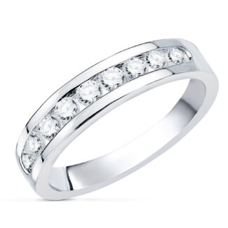 18K ALIANZA ORO BLANCO 9 DIAMANTES 0,50 QTS, PUREZA VS2 COLOR G TALLA BRILLANTE