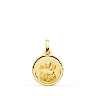18K MEDALLA ORO AMARILLO VIRGEN DEL PERPETUO SOCORRO BISEL 14 MM