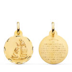 18K MEDALLA ORO AMARILLO BENDICION DE SAN FRANCISCO TALLADA, DIAMETRO: 20 MM