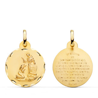 18K MEDALLA ORO AMARILLO BENDICION DE SAN FRANCISCO TALLADA, DIAMETRO: 20 MM