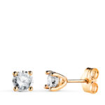 18K PENDIENTES ORO AMARILLO DIAMANTES LABORATORIO TALLA BRILLANTE 4,5MM 0,600 QTS, VS2-G, CIERRE PRESION 4,5X4,5 MM