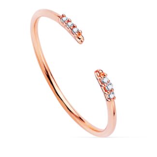 18K SORTIJA ABIERTA ORO ROSA DIAMANTES 0,030QTS,G-VS2, CUERPO REDONDO 1 MM