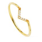 18K SORTIJA ORO AMARILLO 7 DIAMANTES 0,035 QTS, G-VS2, CUERPO REDONDO 1 MM