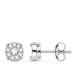 18K PENDIENTES ORO BLANCO 20 DIAMANTES LABORATORIO 0,365 QTES VS2- G, MEDIDA: 7X7 MM, CIERRE PRESION