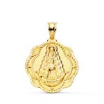 18K MEDALLA ORO AMARILLO VIRGEN DEL ROCIO PANDERETA 26X24 MM