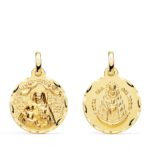 18K MEDALLA ORO AMARILLO ESCAPULARIO ORO AMARILLO VIRGEN DE LA CINTA Y VIRGEN DEL ROCIO 18 MM