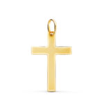 18K CRUZ ORO AMARILLO SIN CRISTO PLANA MATE Y BRILLO 26X17 MM