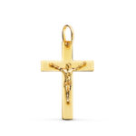 18K CRUZ ORO AMARILLO CON CRISTO LASER PLANA 26X17 MM