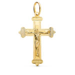 18K CRUZ ORO AMARILLO CON CRISTO TALLADA 35X23 MM