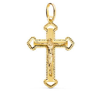 18K CRUZ ORO AMARILLO CON CRISTO TALLADA 35X22 MM