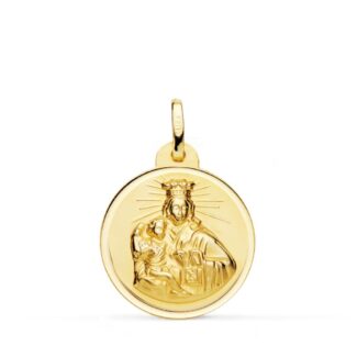 18K MEDALLA ORO AMARILLO VIRGEN MARIA DEL CARMEN BISEL 20 MM