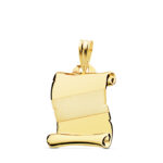 18K PLACA CHAPA PERGAMINO ORO AMARILLO LISO BRILLO BANDA DIAGONAL MATIZADA 18X14 MM