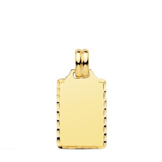 9K PLACA CHAPA LISA ALTO BRILLO ORO AMARILLO TALLADA 20X14 MM