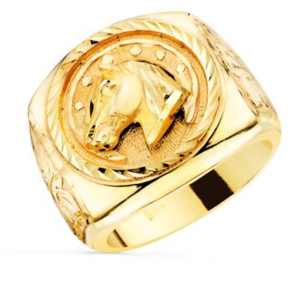 18K SELLO ORO AMARILLO HERRADURA MACIZO CABALLO, ANCHO: 21,5 MM