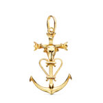 18K CRUZ DE LA CAMARGA ORO BICOLOR CON CABEZA DE TORO, 32 X 20 MM