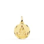 18K MEDALLA ORO AMARILLO VIRGEN CARIDAD DEL COBRE BALSA 16 MM TALLADA