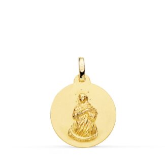 18K MEDALLA ORO AMARILLO VIRGEN INMACULADA MATIZADA LISA 18 MM