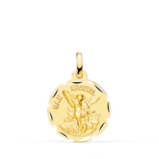 18K MEDALLA ORO AMARILLO SAN MIGUEL TALLADO 18 MM