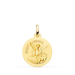 18K MEDALLA ORO AMARILLO SAINT MICHEL LISA MATIZADA 18 MM