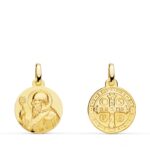 18K ESCAPULARIO ORO AMARILLO SAN BENITO LISO 14 MM