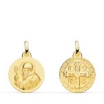 18K MEDALLA ORO AMARILLO ESCAPULARIO ORO AMARILLO SAN BENITO 16 MM