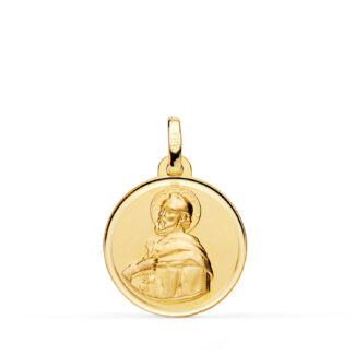 18K MEDALLA ORO AMARILLO SAN PEDRO BISEL MATIZADA 18 MM,