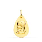 18K MEDALLA ORO AMARILLO VIRGEN NIÑA GOTA LISO 23X15 MM