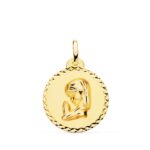 18K MEDALLA ORO AMARILLO VIRGEN NIÑA TALLA CRUZADA 20 MM