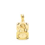 18K MEDALLA ORO AMARILLO RECTANGULO ANGELITO BURLON CON RELOJ TALLADA 19X11 MM