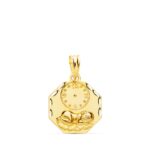 18K MEDALLA ORO AMARILLO OCTOGONAL NIÑO DE LA HORA CON RELOJ TALLADA 15X15 MM
