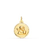 18K MEDALLA ORO AMARILLO ANGELITO BURLON CERCO TALLADO 16 MM