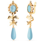 18K PENDIENTES ORO AMARILLO TURQUESA CAMAFEO Y LAGRIMA CON LAZO. 53X14 MM. CIERRE CATALAN